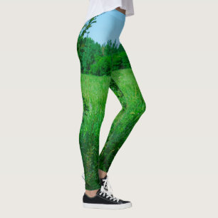Legging Paisagem do Céu Natural da Floresta Verde