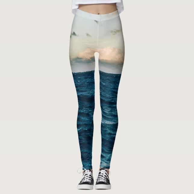 Legging Paisagem do Mar bonito (Frente)