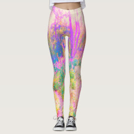 Legging Paisagem iluminada de jardim rosa e coral