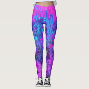 Legging Paisagem Impressionista Azul e Rosa-Quente