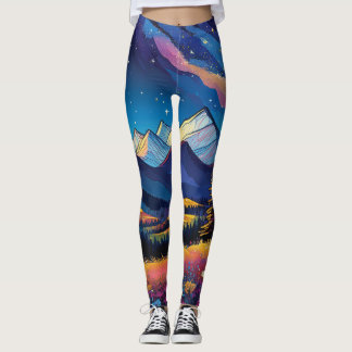 Legging Paisagem Montanhosa de Fantasia Ousada Cartoon Nat
