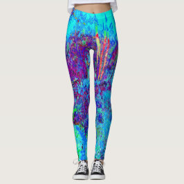 Legging Paisagem Psicodélica Impressionista de Jardim Azul