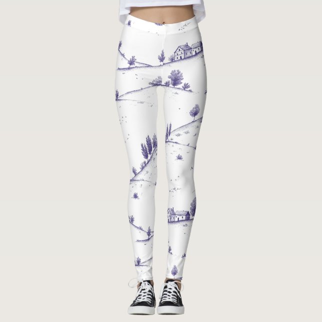 Legging Paisagem Toile Azul Vintage (Frente)