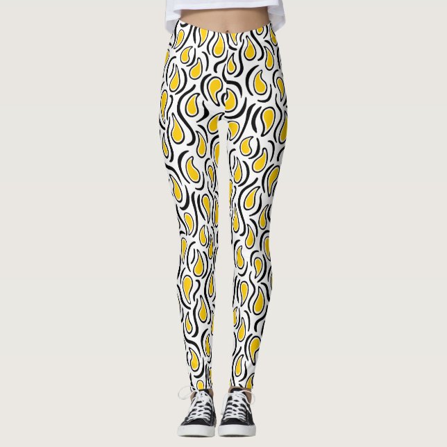Legging Paisley Abstrato 230523 - Amber, B&W (Frente)