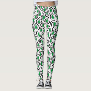 Legging Paisley Abstrato 230523 - Grass Green, B&W