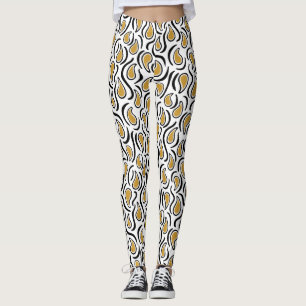 Legging Paisley Abstrato 230523 - Ouro Brown, B&W