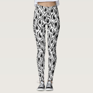 Legging Paisley Abstrato 230523 - Preto e Branco