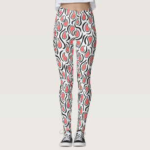Legging Paisley Abstrato 230523 - Rosa Tropical, B&W
