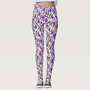 Legging Paisley Abstrato 230523 - Roxo, Preto e Branco