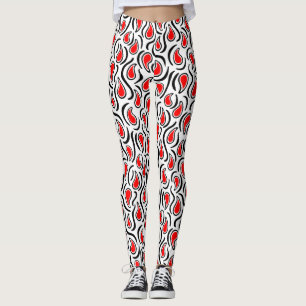 Legging Paisley Abstrato 230523 - Vermelho, Preto e Branco