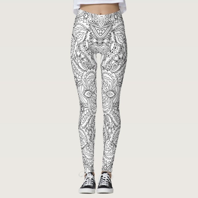 Legging Paisley da Borboleta Preta e Branca (Frente)