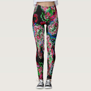 Legging Paisley Floral, Fundo Étnico.