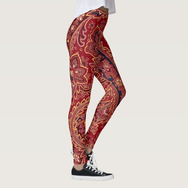 Legging Paisley Floral, Vermelho, Azul, Amarelo e Branco (Direita)