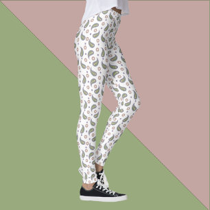 Legging Paisley Flowers Dots Green Pink Purple