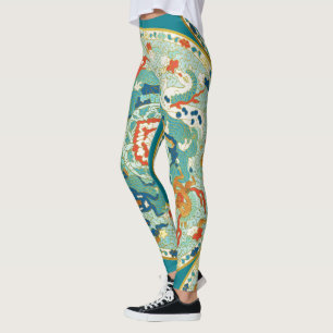 Legging Paisley Horse Green Orange Blue Standard