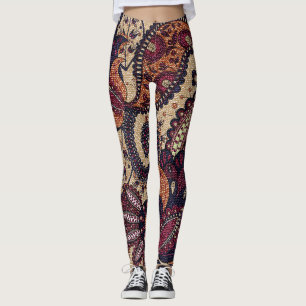 Legging Paisley Perfection: Floral Seamless Design