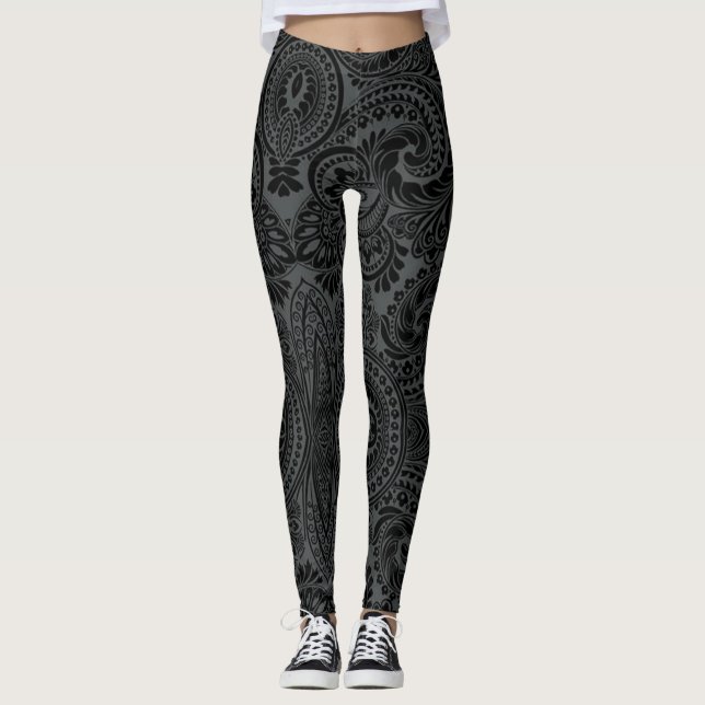 Legging Paisley Preto: (Frente)