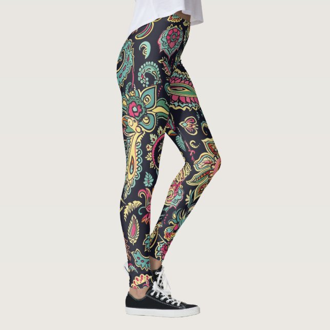 Legging Paisley Preto Floral  (Direita)