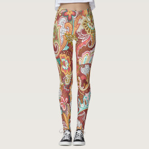 Legging Paisley sem costura: padrão de fundo elegante.