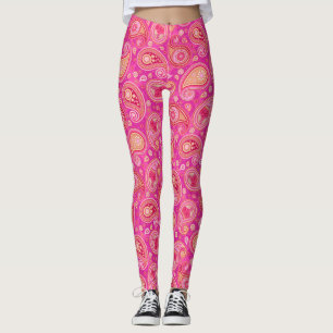 Legging Paisley, uma fofa, elegante, pinta-rosa, com calça