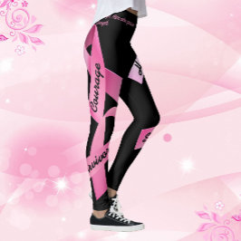 Legging Palavras de alimentação em fita rosa Personalizar 