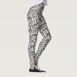 Legging Palavras Espirituais / Afirmações preto + seu fund