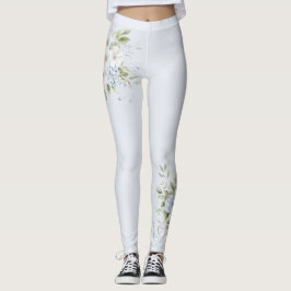 Legging Pale Sky Blue Flowers