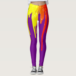 Legging Paleta da pintura do gotejamento, roxo, cores do
