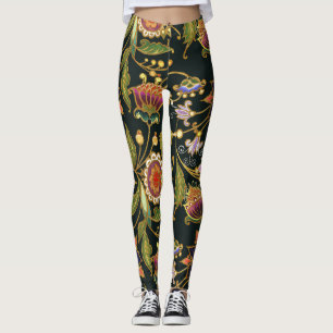 Legging Palha Decorativa: Ouro acrílico, púrpura.