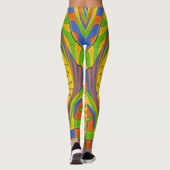 Legging palha simétrica design multicolor egípcia adorável (Verso)