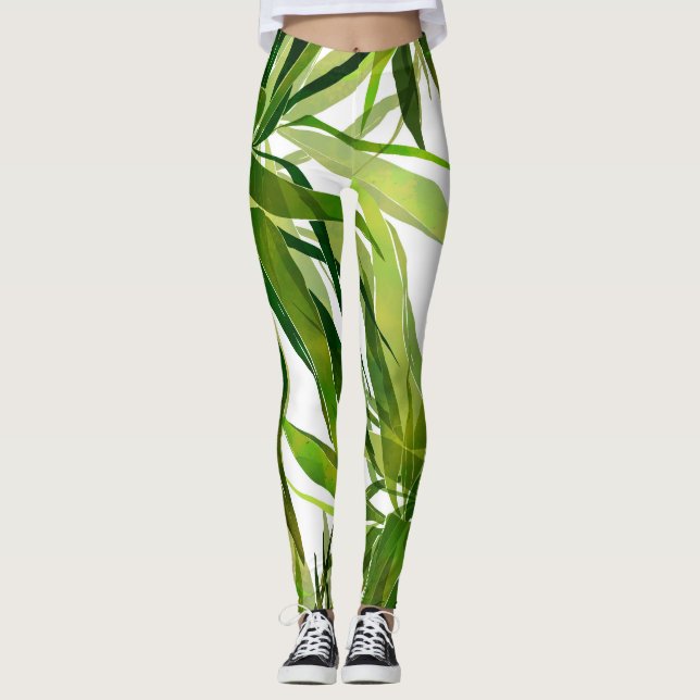 Legging Palma Folha Pintada Mão (Frente)