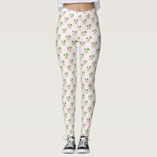 Legging Palmeira cor-de-rosa Os Papais noeis de Natal Trop