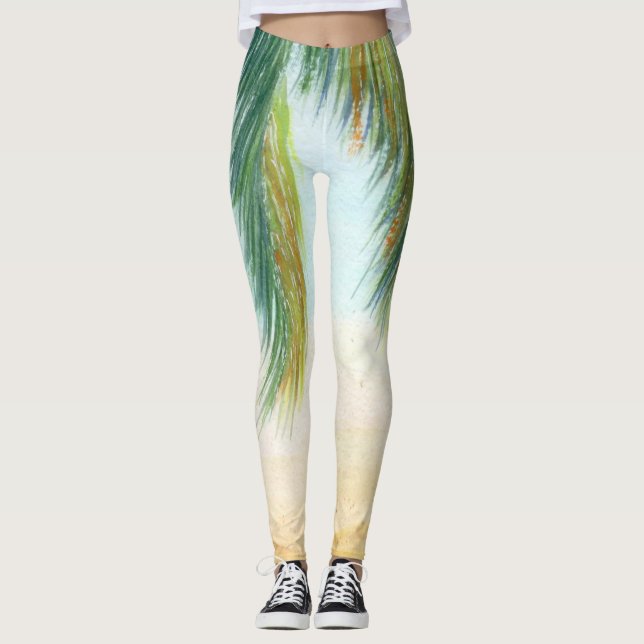 Legging Palmeira em um dia ensolarado na praia (Frente)