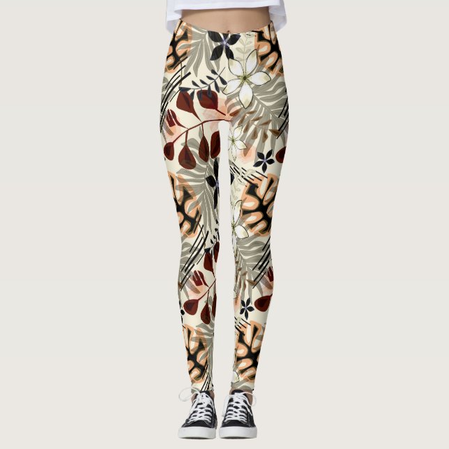 Legging Palmeiras e monstera, tropicais (Frente)
