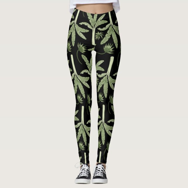 Legging Palmeiras tropicais, sem descontinuidades (Frente)