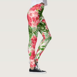 Legging Pancas brancas de fundo do Flor Red Hibiscus