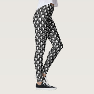 Legging Pandas preto e branco do pop art