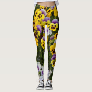 Legging Pansias Amarelas e Violetas