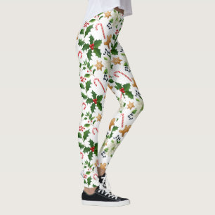 Legging Pão-de-espécie floral dos bastões de doces do