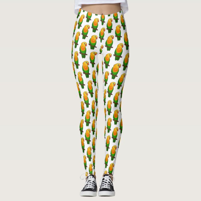 Legging Papagaio de desenho animado cute lovebird (Frente)