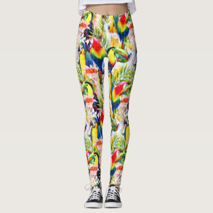 Legging Papagaios E Folhas De Palma