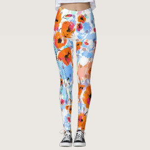 Legging Papagaios escovados: Textura Floral de Abstrato