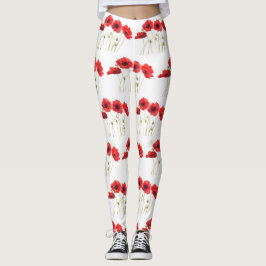 Legging Papagaios florais de papoila malhação de verão