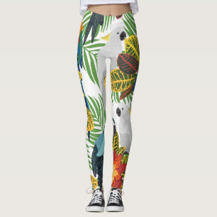 Legging Papagaios tropicais, padrão perfeito de vintage.