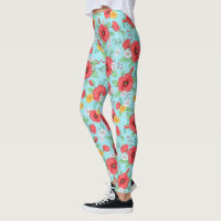 Papagaios vermelhos e margaridas padrão floral mod