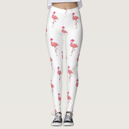 Legging Papai Noel de Flamingo Rosa Estampado