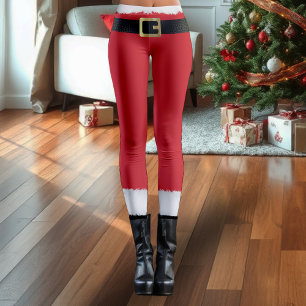 Legging Papai Noel Vermelho e Branco Pele Negra Bota Natal