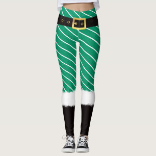 Legging Papais noeis com roupa de algodão verde peles de p