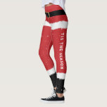 Legging Papais noeis de Mensagens Personalizadas Fato de F<br><div class="desc">Estas leggings bonitas de Natal são a fantasia perfeita para Papais noeis de manhã de Natal ou festas de Natal. Seja o feriado mais legal da Sra. Claus nesta design divertida e moderna com flores de neve, seu cartões de natal personalizado e uma fivela de cinto de ouro falsa!</div>