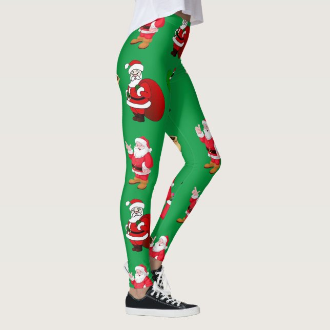 Legging papais noeis de natal apresentam padrão de present (Direita)